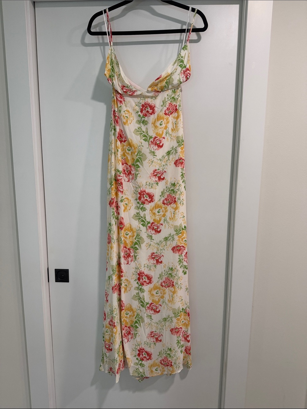Reformation White Floral Slip Maxi Dress with Yellow & Pink Blooms - Picture 1 of 3